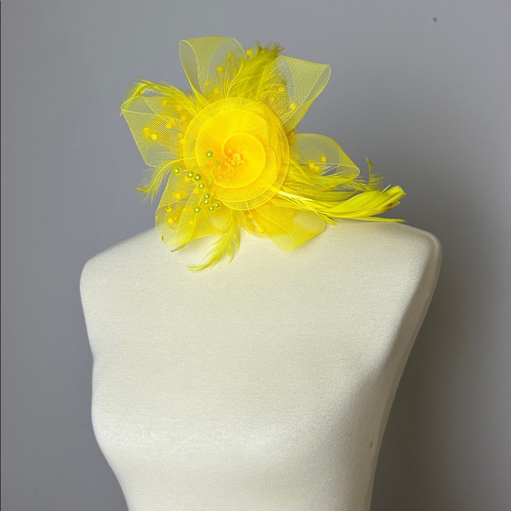 Yellow Feather Fascinator